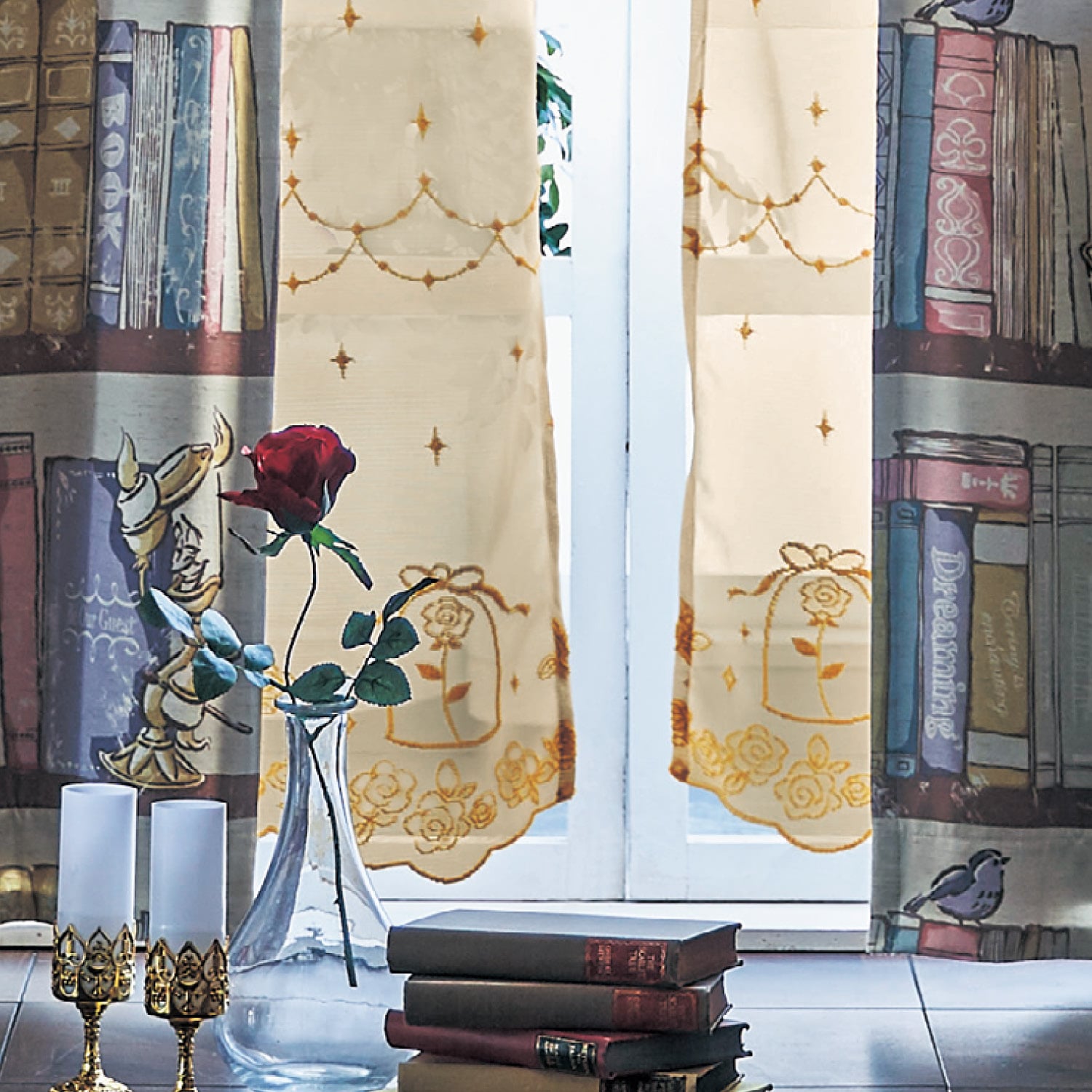 美女と野獣 エレガントなキャラクターオーナメントデザイン 遮光2級