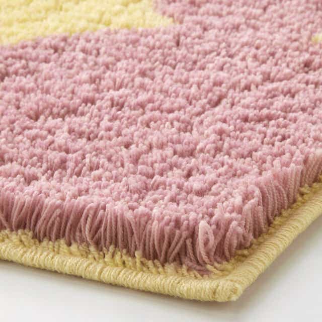 ベルメゾン ディズニー 洗えるミックスシャギーの玄関マット［日本製］「ミッキーモチーフ」 ピンク系 約50×80