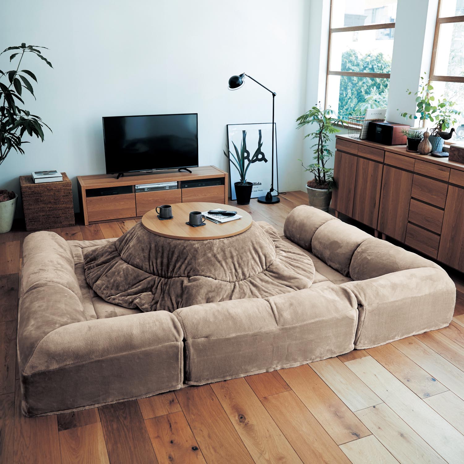 ベルメゾン あったかなめらかなダブルコーナークッションセット ローソファー ベージュ 大 1 5 大 1 5 ベージュ ベルメゾン Jre Mall店 Jre Mall