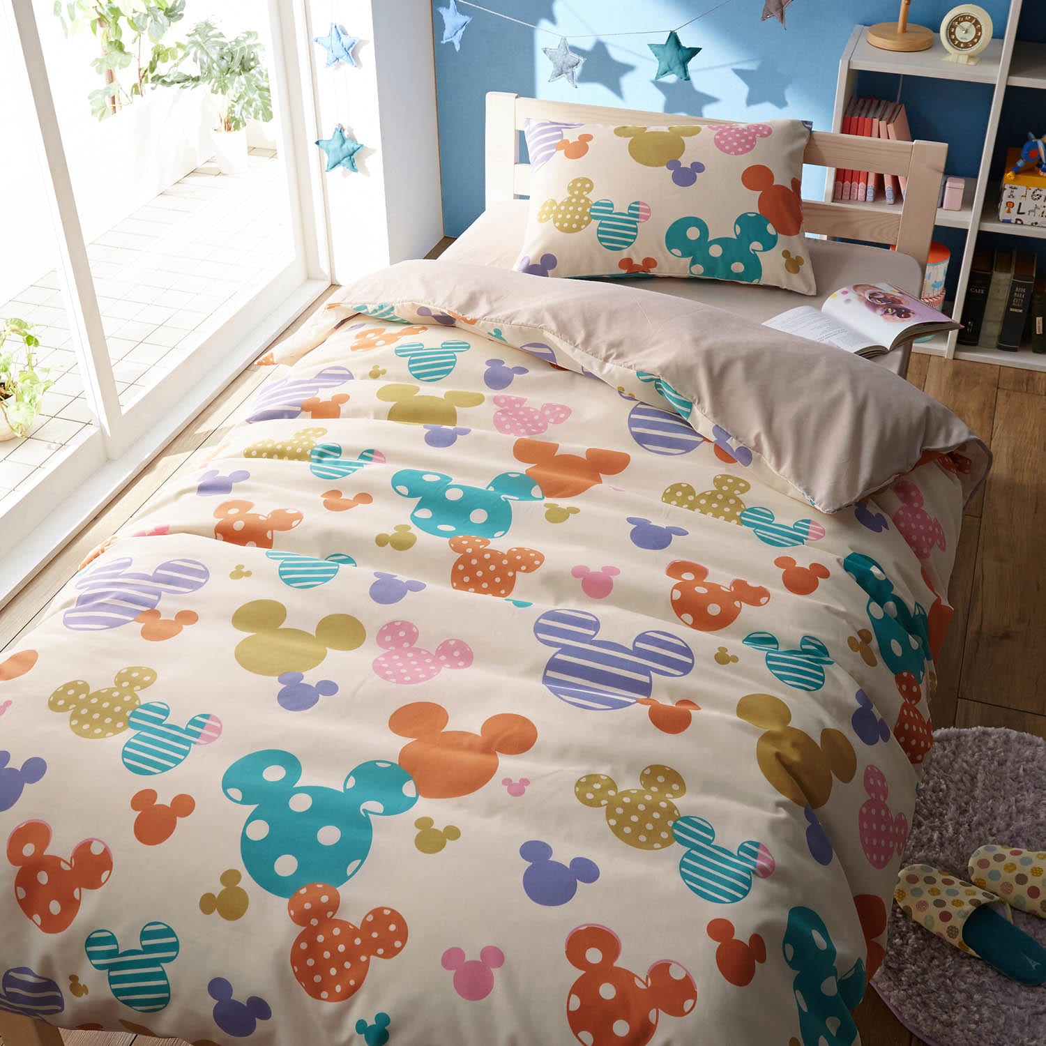 ベルメゾン ディズニー 綿混布団カバーセット ３点 ミッキーモチーフ マルチ系 洋式シングル 洋式シングル マルチ系 ベルメゾン Jre Mall店 Jre Pointが 貯まる 使える Jre Mall