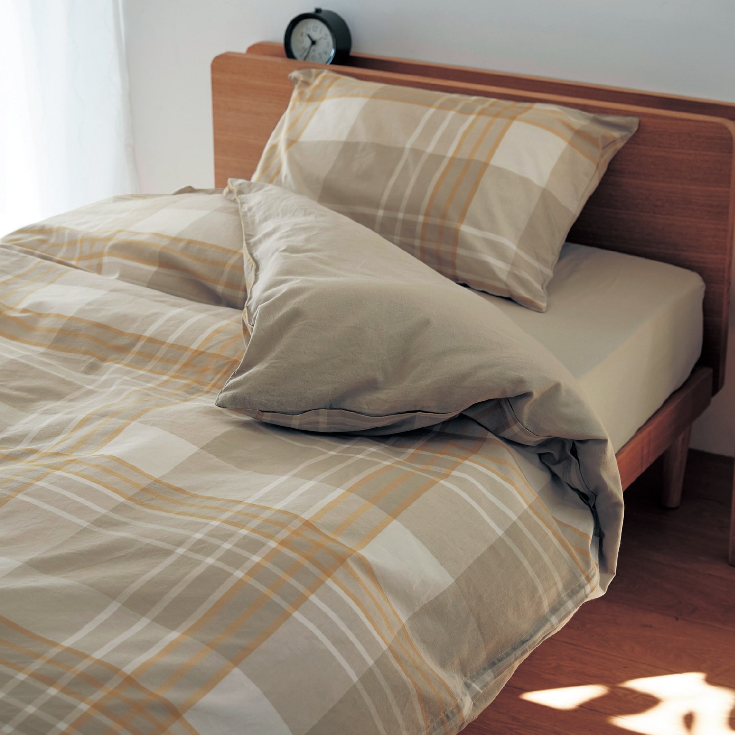 ベルメゾン 先染め綿素材を使った掛け布団カバー グレイッシュベージュチェック シングル シングル グレイッシュベージュチェック ベルメゾン Jre Mall店 Jre Pointが 貯まる 使える Jre Mall