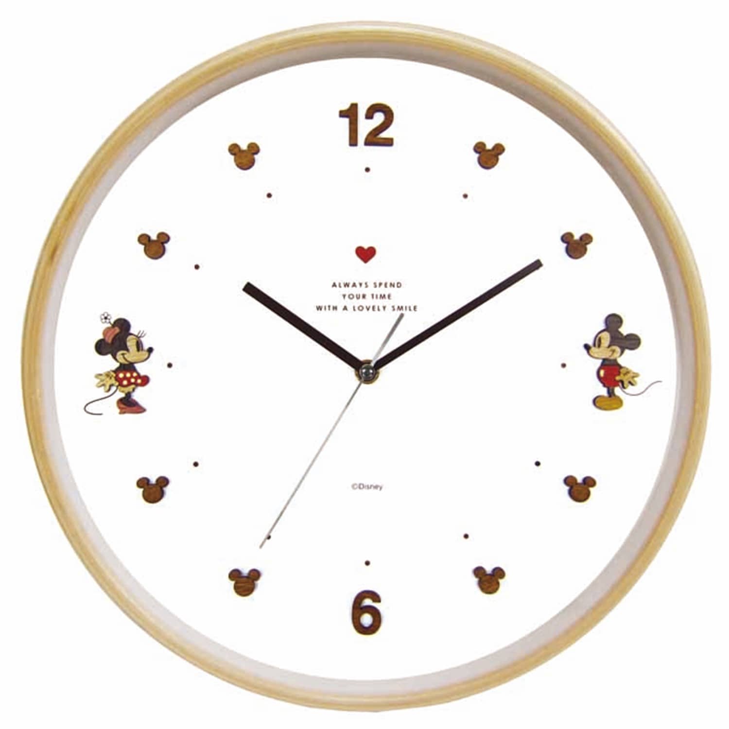 ベルメゾン ディズニー ナチュラルデザインの木枠掛け時計（選べるキャラクター） ミッキー＆ミニー