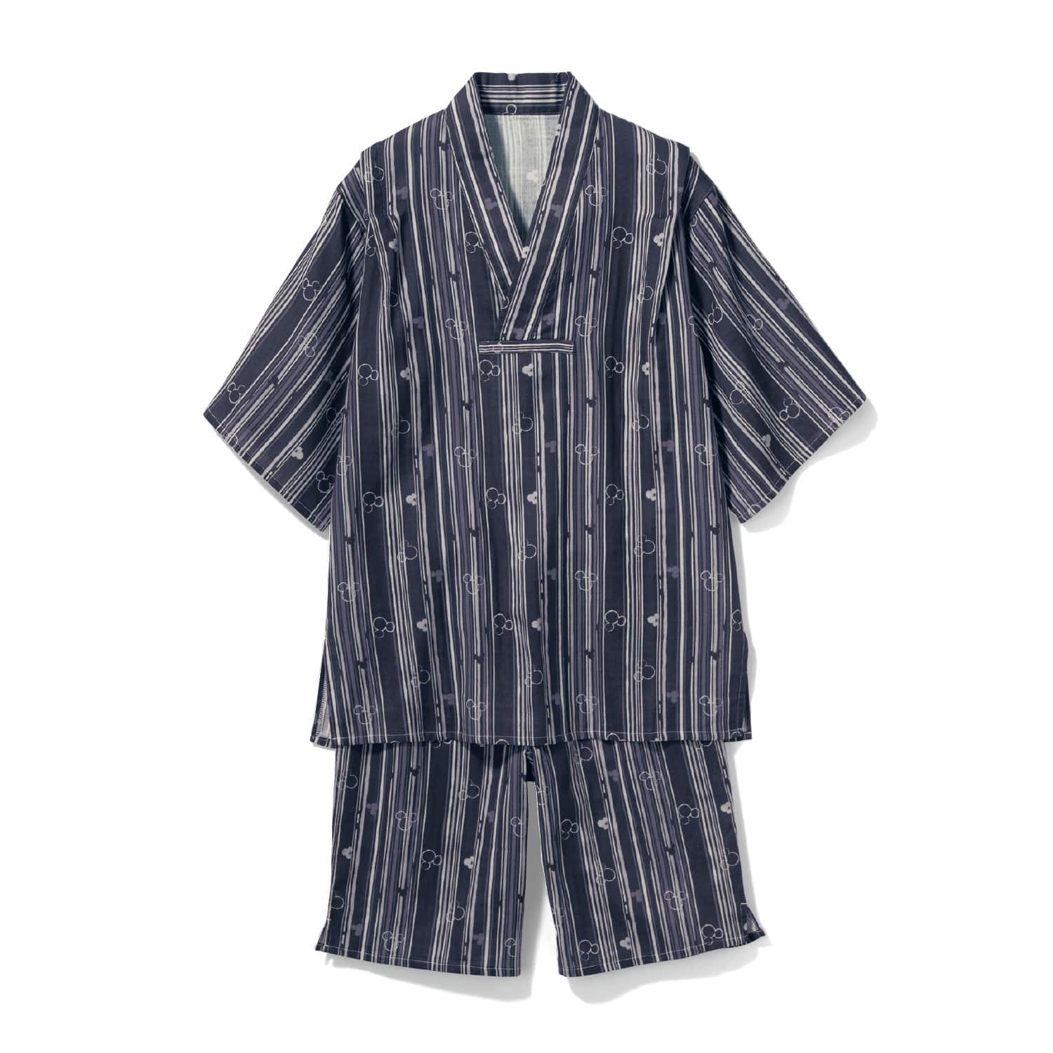 ベルメゾン ディズニー メンズ綿100 ダブルガーゼかぶり甚平パジャマ ミッキーモチーフ ミッキーモチーフ 流線 S S ミッキーモチーフ 流線 ベルメゾン Jre Mall店 Jre Mall