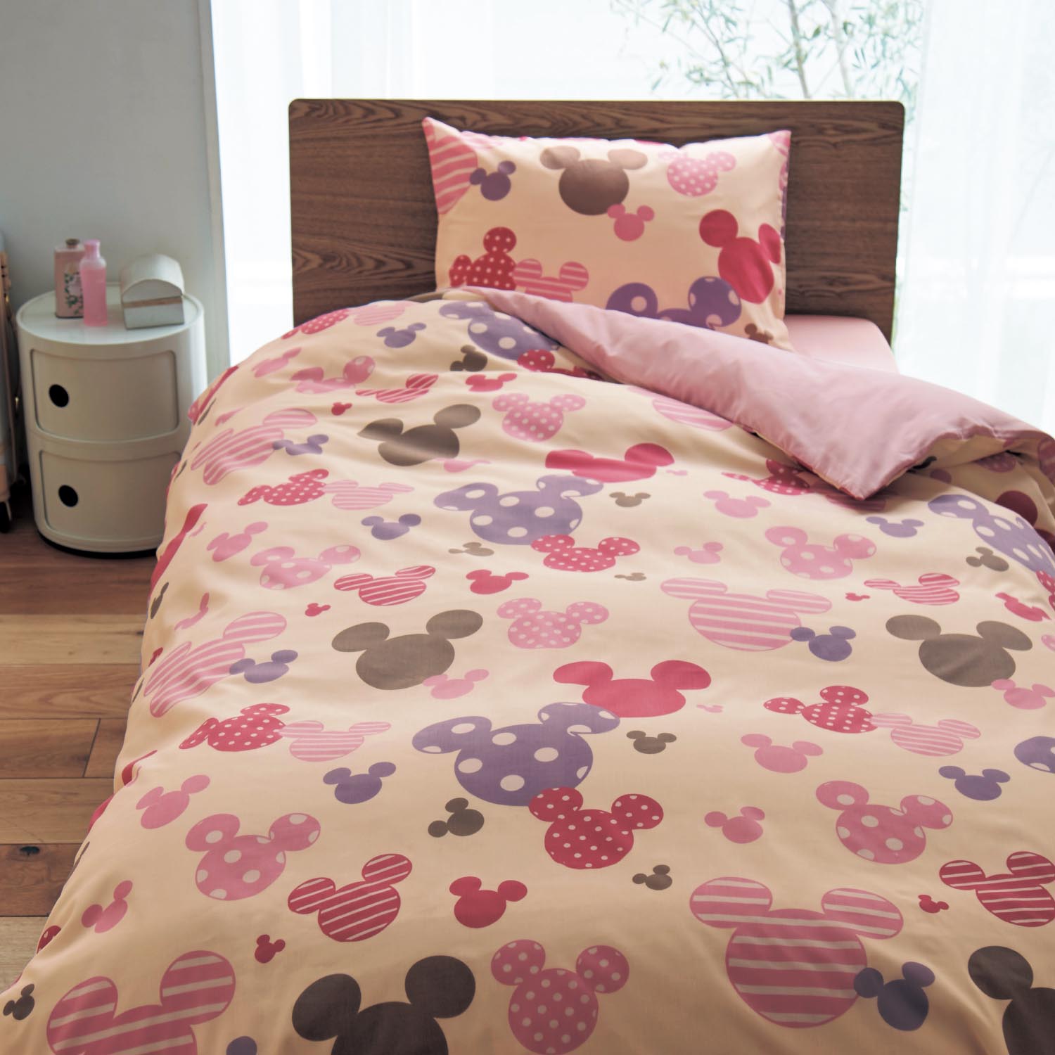 ベルメゾン ディズニー 綿混布団カバーセット ３点 ミッキーモチーフ ピンク系 洋式シングル 洋式シングル ピンク系 ベルメゾン Jre Mall店 Jre Pointが 貯まる 使える Jre Mall