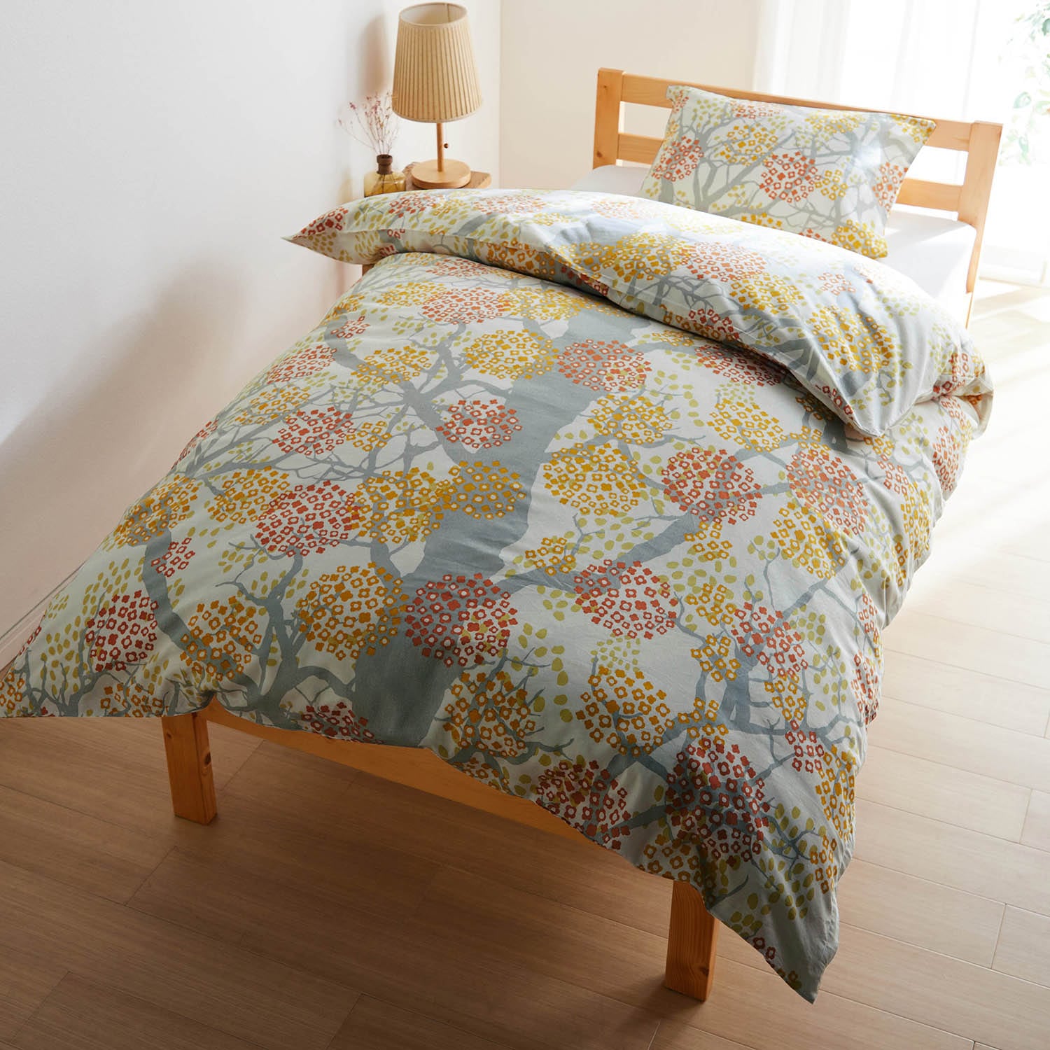 ベルメゾン 北欧調デザインの綿素材を使った布団カバーセット 2点 イエローオレンジ系 イエローオレンジ系 ベルメゾン Jre Mall店 Jre Mall
