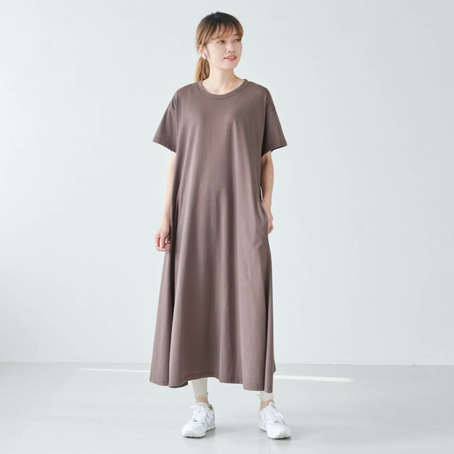 ベルメゾン 1枚でさまになるtシャツロングワンピース カーキブラウン Ll Ll カーキブラウン ベルメゾン Jre Mall店 Jre Mall