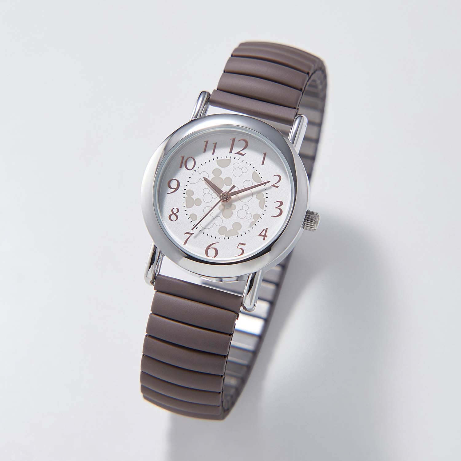 ベルメゾン ディズニー ３気圧防水じゃばら腕時計 ミッキーモチーフ ブラウン ブラウン ベルメゾン Jre Mall店 Jre Pointが 貯まる 使える Jre Mall