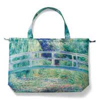 ベルメゾン エコバッグとしても使える名画折りたたみレインバッグ モネ「睡蓮の池と日本の橋」