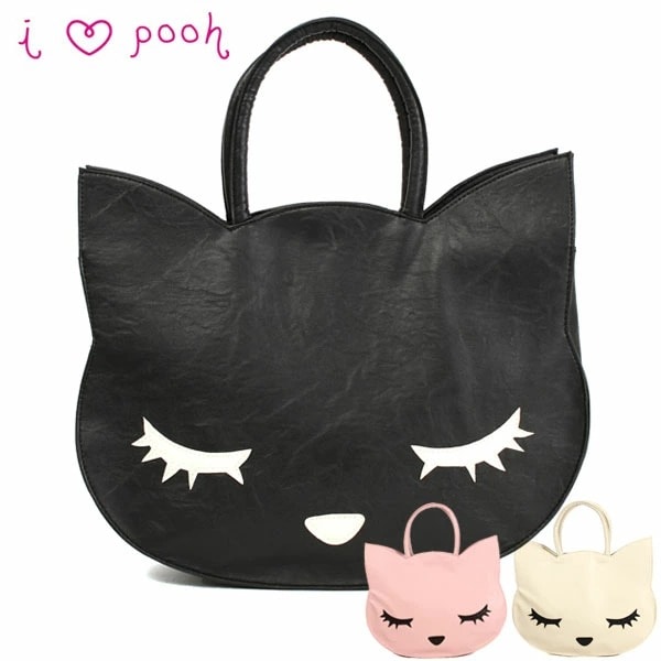 プーちゃん バッグ プー かわいい 定番 黒猫 猫グッズ 雑貨 レディース 皮 ネコ ねこ 猫 トートバッグ ぷーちゃん 1 ブラック Backyard Family Jre Mall