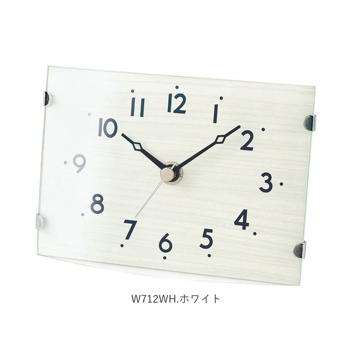 置時計 おしゃれ 小さい 通販 卓上 時計 木目調 Mdf 北欧 置き時計 アナログ 掛け時計 音がしない 掛け 置き 両用 連続秒針 シンプル コンパクト 置き掛け兼用時計 新築祝い 結婚祝い ギフト プレゼント Rimlex リムレックス ヒーリングステラ W 712 W712wh ホワイト