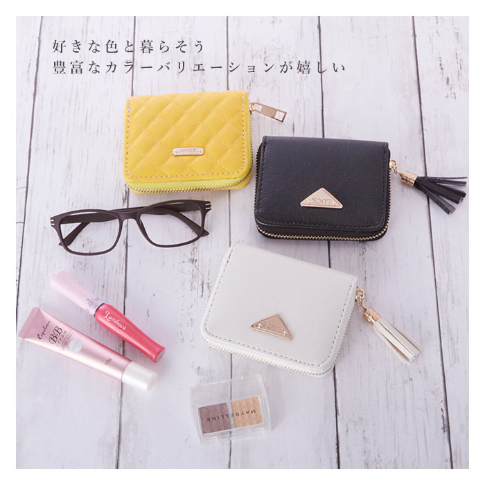 ミニ財布 レディース 通販 財布 小さめ ミニ 極小 ラウンドファスナー ミニウォレット プチプラ シンプル おしゃれ 小銭入れ コインケース カード入れ カードケース コンパクト 小さい コンパクトウォレット 軽量 軽い プレート付きミニウォレット アイボリー Backyard