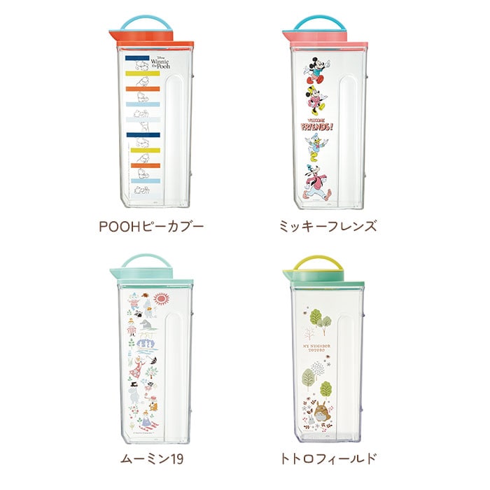ピッチャー 横置き 耐熱 おしゃれ 通販 水差し 冷水筒 麦茶ポット 洗いやすい 約 2l 2 2l 大きめ 縦横冷水筒 横置き 縦置き 兼用 お茶 ジャグ ウォーターポット 熱湯ok キッチン雑貨 ジジフェイス トイストーリー アリエル キャラクター プーさん ミッキー ディズニー