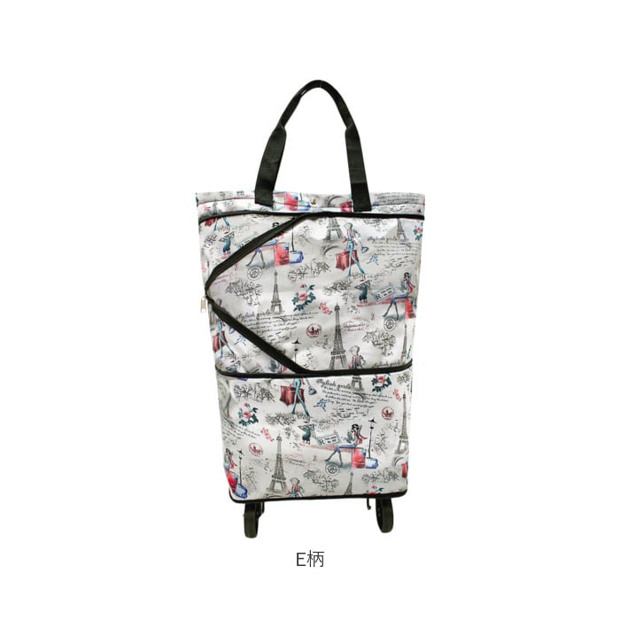 ショッピングカート おしゃれ 通販 折りたたみ キャリーバッグ コンパクト 買い物カート マイバッグ 軽量 軽い カジュアル プチプラ トートバッグ 2way ポリエステル ショッピングキャリー キャスター 折り畳み 鞄 カバン エコバッグ E柄 Backyard Family Jre Mall