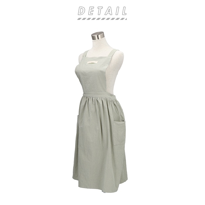 エプロン おしゃれ 通販 ナチュラル 安く て かわいい レディース ロング丈 大人 可愛い ワンピース 保育士 カフェエプロン スカート シンプル 母の日 フリル 無地 コットン グリーン ピンク ブラック ブルー グレー キッチンエプロン オートミール Backyard Family