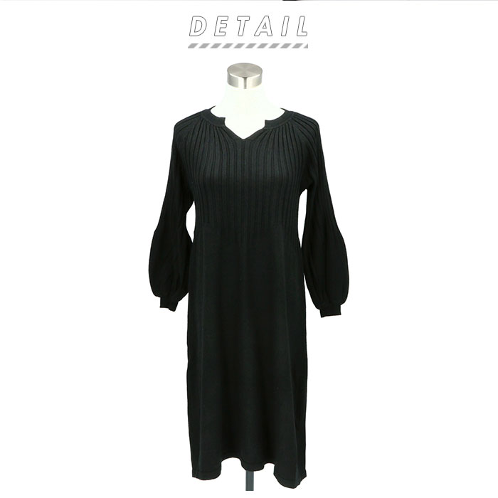 ニットワンピース ロング 通販 ワンピース ニット レディース ワンピ ゆったり Vネック Aライン シルエット 長袖 マキシワンピース 秋冬 パフスリーブ カジュアル きれいめ 無地 大人 かわいい シンプル ホワイト Backyard Family Jre Pointが 貯まる 使える Jre