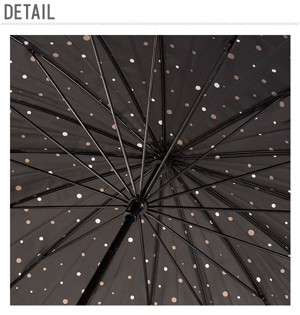 傘 55cm 16本骨 Attain アテイン 通販 かさ レディース 手開き 手動 長傘 雨傘 親骨55センチ おしゃれ シンプル かわいい 婦人用 女性 通学 通勤 バイカラー 桜 サクラ あられ ドット 水玉 黒 紺 青 ピンク 赤 木目調手元 2923 あられサックス