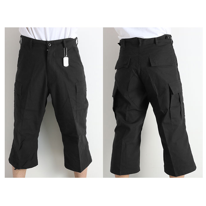ワークパンツ メンズ 通販 Rothco カーゴパンツ ロスコ ハーフパンツ 7分丈 七分丈 カーゴ ワーク カプリパンツ サイドポケット カーゴポケット シンプル 丈夫 リップストップ Rothco 6pocket u 3 4 Pants 5 パンツ ズボン Xsサイズ Black Backyard Family Jre