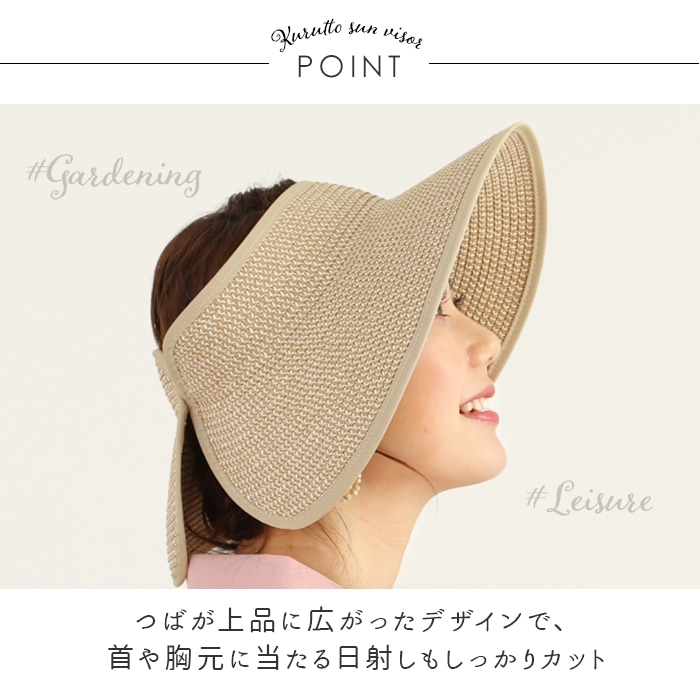 帽子 レディース 折りたたみ 通販 サンバイザー おしゃれ シンプル 折り畳み くるっとばいざー 紫外線対策 熱中症対策 ペーパーハット バイザー 麦わら帽子 ストローハット 日よけ 日除け 運動会 プール 持ち運び 携帯 ネイビー ホワイト Backyard Family Jre Mall