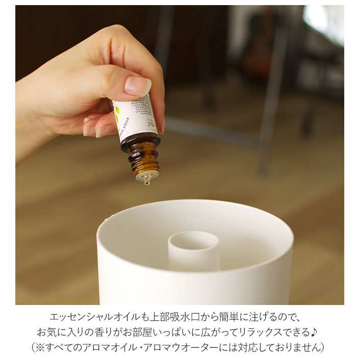 加湿器 アロマ対応 通販 超音波式 おしゃれ 上から給水 超音波加湿器 アロマディフューザー アロマ加湿器 丸型 グリーンティーラボ アロマ 1l かわいい Led内蔵 タイマー機能 オフタイマー 寝室 リビング 上部給水 季節家電 ホワイト Backyard Family Jre Pointが