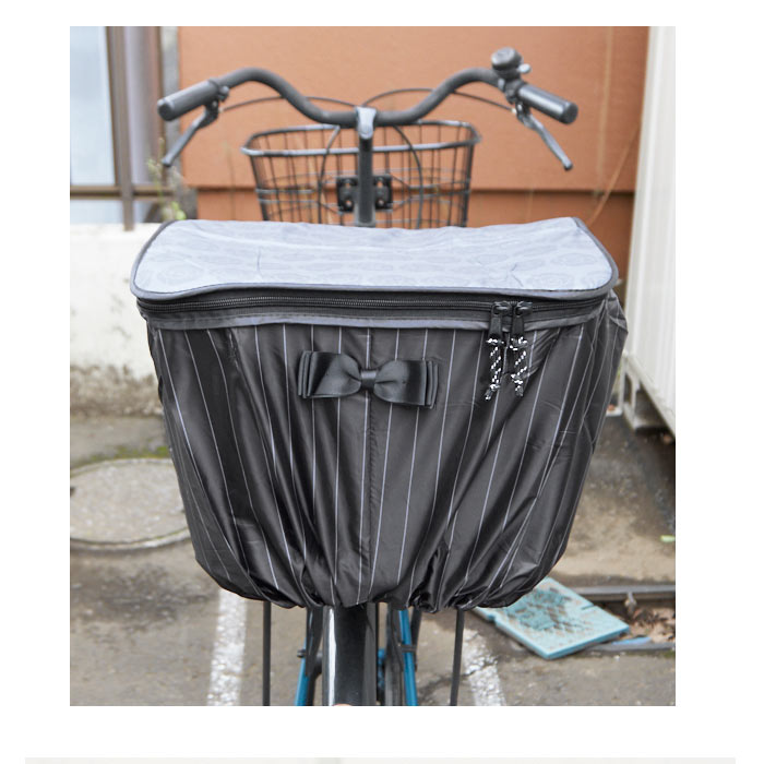 自転車 カゴカバー 後ろ 通販 大きい おしゃれ 後ろカゴ カバー はっ水 撥水 自転車カゴカバー バスケットカバー 2段 2段式 二段 二段式 折りたたみ かわいい シンプル ストライプ ボーダー ローズ 花柄 ブラック グレー 大型カゴ対応 Pluie Benite プリュイベニット