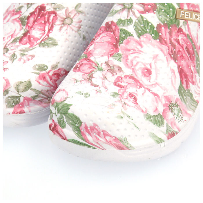 サンダル レディース つっかけ 通販 ぺたんこ おしゃれ スリッポン サボサンダル かわいい 花柄 フラワー 軽量 軽い Eva かかとなし レインシューズ ガーデンシューズ クロッグ コンフォートサンダル ダナスリッポン Donna Felice ドンナフェリーチェ 24cm ローズbe