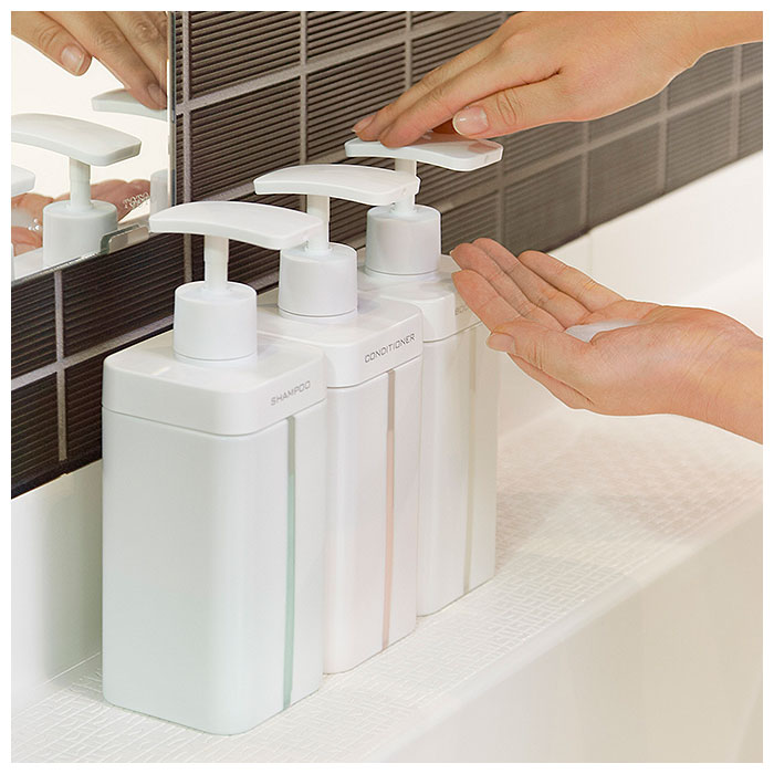 シャンプーボトル 詰め替え 通販 詰め替えボトル おしゃれ 透明スリット ボディソープ コンディショナー 押しやすい ワイド ポンプヘッド 詰め替えやすい 広口 大容量 800ml Retto レットー ディスペンサーl Retdsl プラスチック製 バス用品 シャンプーホワイト