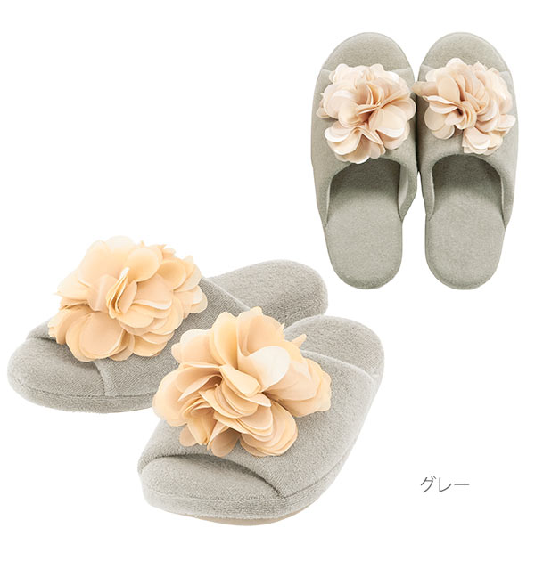 スリッパ 通販 おしゃれ 洗える かわいい 北欧 来客用 ルームシューズ トイレスリッパ フェミニン コンフォート ウォッシャブルタイプ 洗濯可 フラワーモチーフ お花モチーフ Sds サロンドソワレ ブルー ベージュ グレー ピンク 内寸約23 5cm グレー Backyard Family
