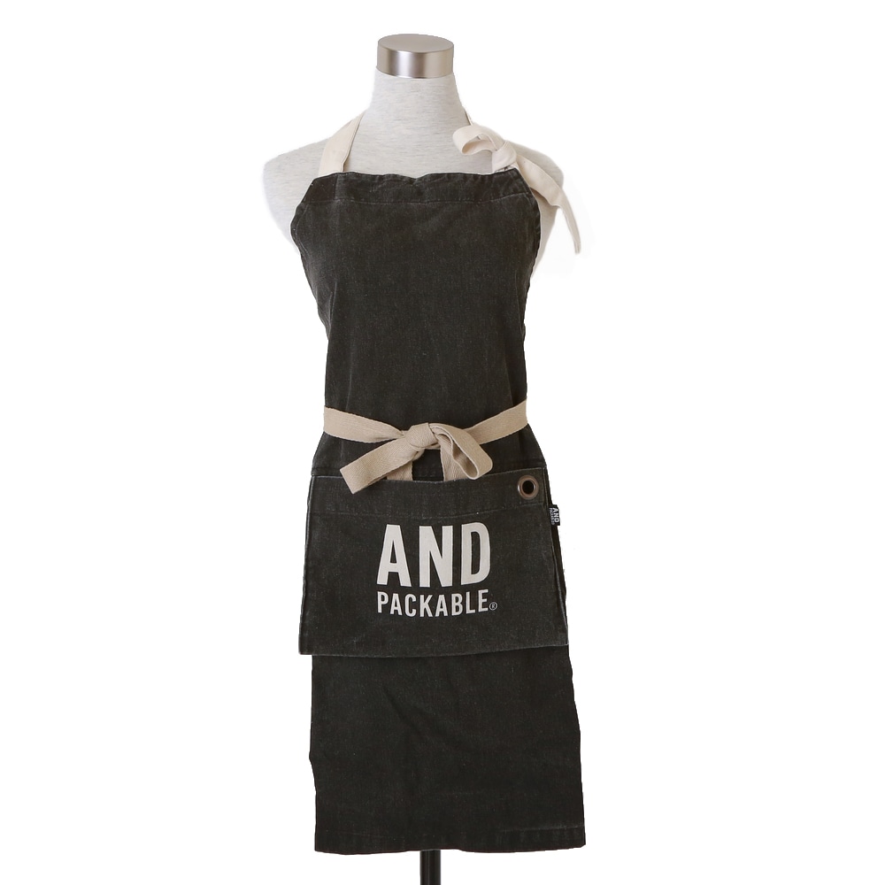 エプロン おしゃれ カフェ 通販 メンズ レディース 保育士 シンプル ナチュラル 大きいサイズ フリーサイズ And Packable アンドパッカブル 折りたたみ パッカブル コンパクト 持ち運び コットン 綿100 ワークエプロン 男性用 女性用 胸当てエプロン ホルターネック 家事