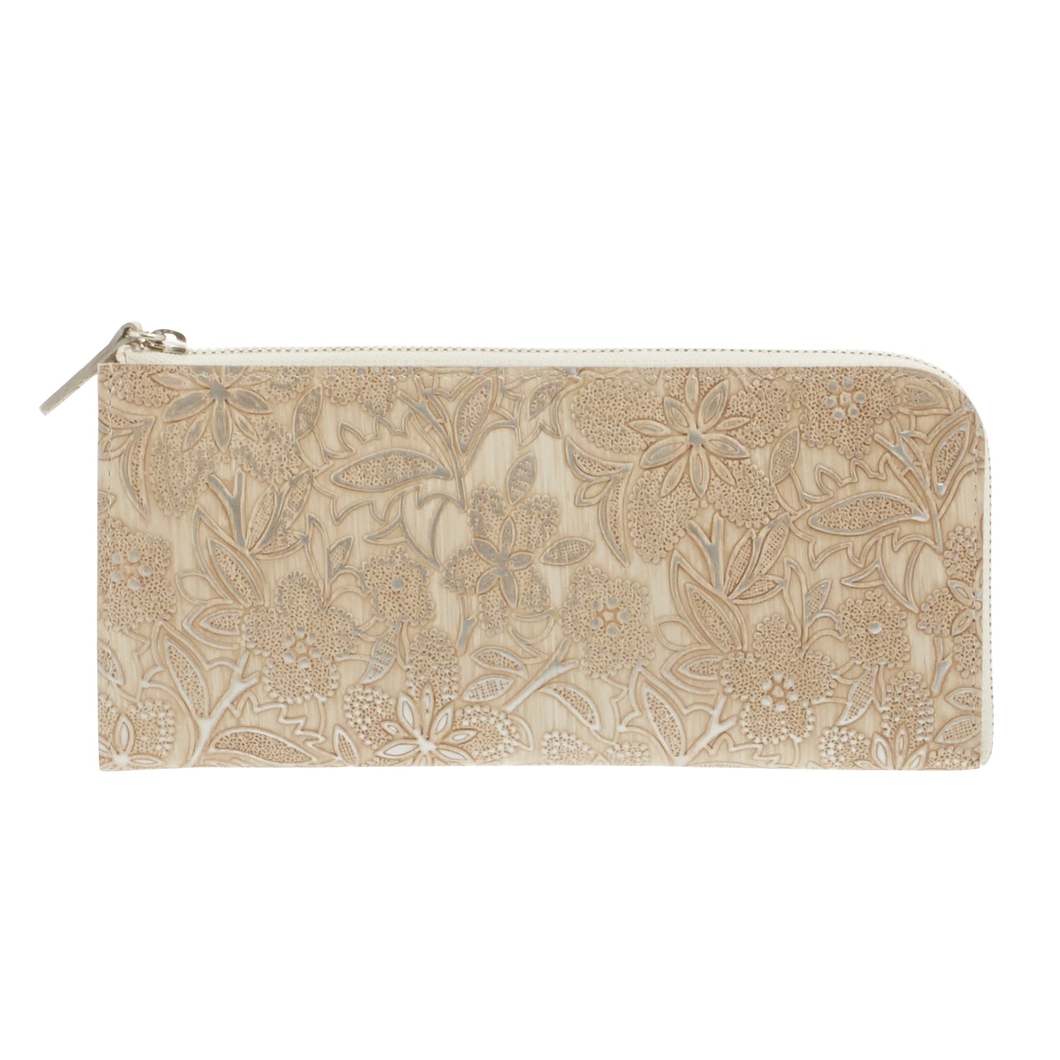 長財布 Arukan アルカン 通販 レディース 薄い 薄型 おしゃれ かわいい 牛革 革 皮 かわ ロングウォレット クレア Crea 長サイフ ウォレット プレゼント 花柄 ピンク カード入れ付き 大容量 L字ファスナー 型押し 高級感 小銭入れ付き ベージュ Backyard Family Jre