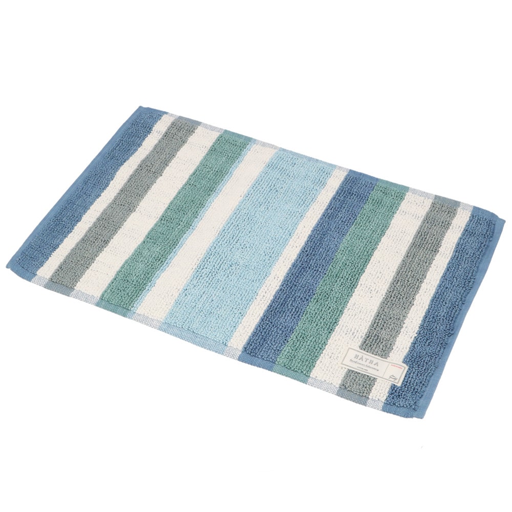 バスマット かわいい 通販 おしゃれ カラフル シンプル ストライプ バイカラー 手織り仕様 綿 コットン100 Sally サリー Armi アルミ 足ふきマット 足拭きマット お風呂用品 洗面所用品 浴室用具 バス用品 40 60ｃｍ サリーブルー Backyard Family Jre Pointが