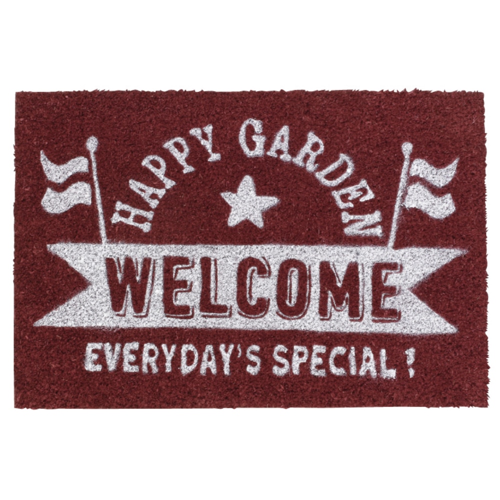 玄関マット おしゃれ 通販 屋外 室内 天然素材 ココヤシ かわいい 玄関 ドアマット 泥除け マット コイヤーマット ブルックリン Welcome ウェルカム 泥落とし 玄関先 ベランダ 庭先 ガーデニング アクセントマット エントランスマット ウェルカムレッド Backyard Family