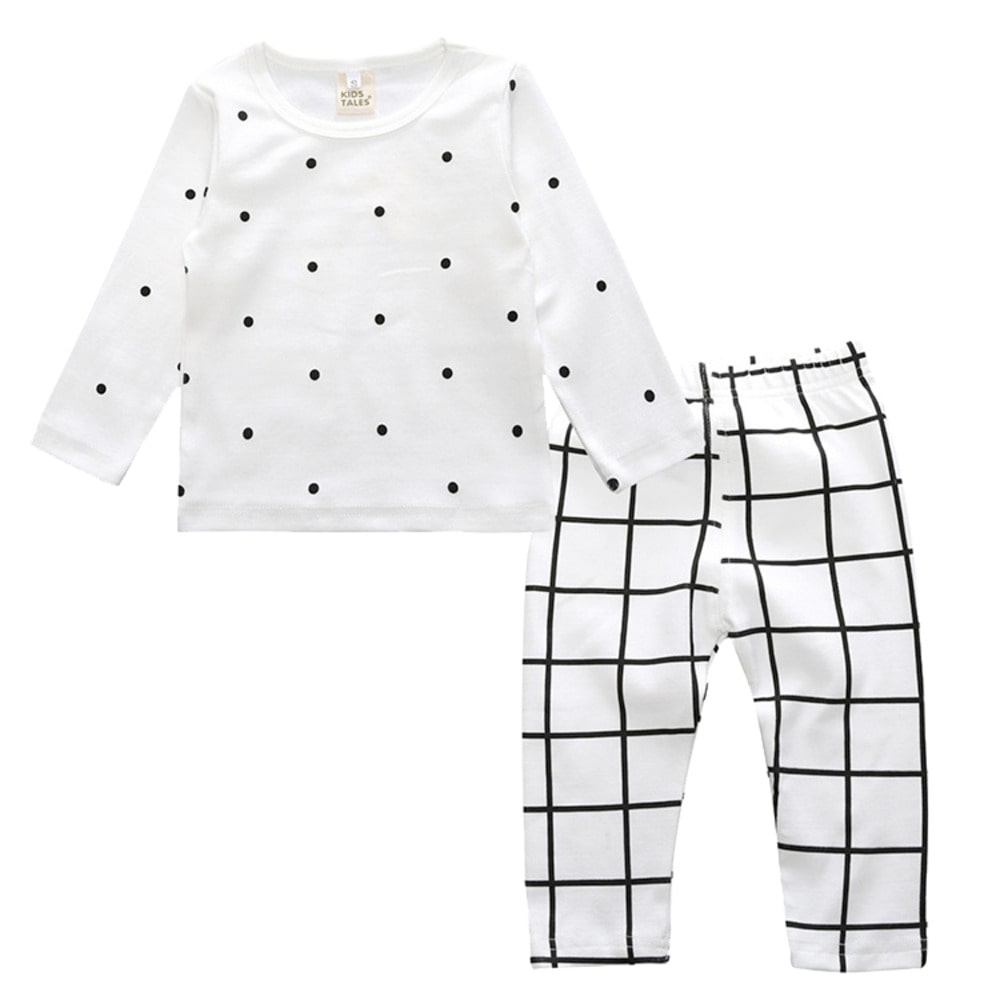 ベビー パジャマ 上下 通販 キッズ 長袖 男の子 女の子 子供 綿100 コットン 80 85 90 95 100 ルームウエア 冬 秋冬 春 秋 寝間着 寝巻 長ズボン おしゃれ かわいい ベビーパジャｍ ベビー服 Xlサイズ ドットx格子 Backyard Family