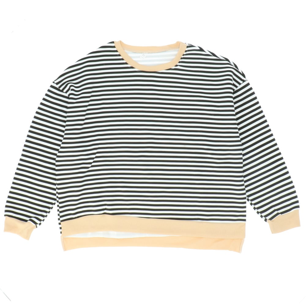 トレーナー レディース おしゃれ 通販 プルオーバー トップス 春 長袖 春服 可愛い 大きいサイズ 大きめ ビッグシルエット オーバーサイズ ゆったり Xl 秋冬 春夏 ボーダー スウェット Tシャツ カットソー 2xlサイズ ブラック Backyard Family Jre Pointが 貯まる