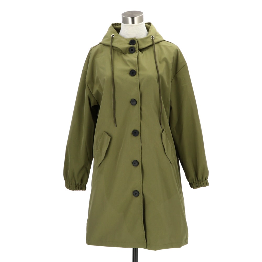 モッズコート レディース 通販 軽量 アウター コート きれいめ ロング カジュアル 防寒 冬 秋冬 春 フード付き ゆったり 代 30代 40代 50代 ドロップショルダー 袖口ゴム スプリングコート ミリタリーコート グリーン Backyard Family Jre Mall