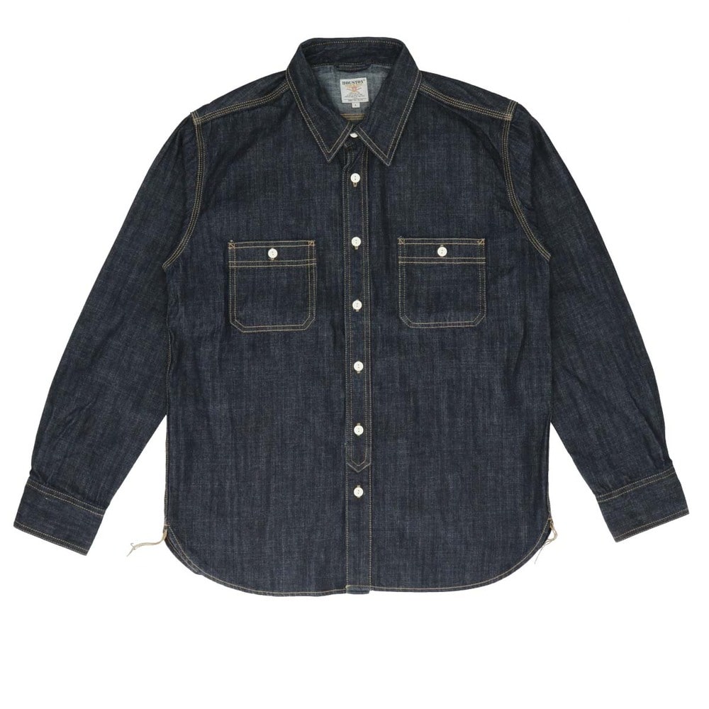 ヒューストン デニムシャツ 通販 Houston シャツ デニム メンズ アメカジ ブランド Houston Usa Cotton Denim Work Shirt シンプル ワークシャツ コットン 厚手 長袖 カジュアルシャツ トップス Xlサイズ インディゴ Backyard Family Jre Pointが 貯まる