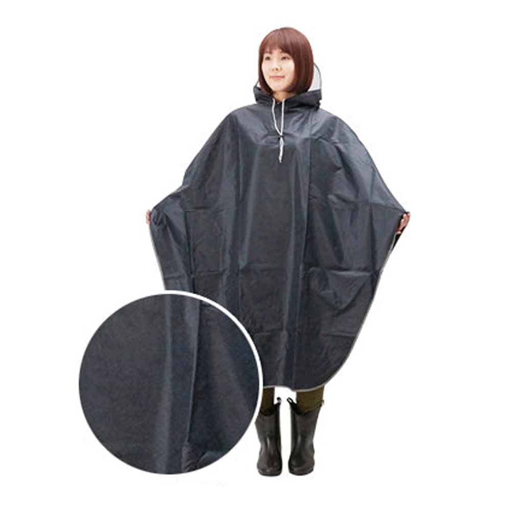 レインコート ブラック レディースポンチョ カッパ 通学 雨具 自転車 XL