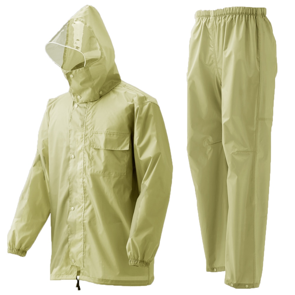 レインコート 上下 通販 自転車 防水 メンズ レディース レインスーツ 上下セット シンプル 無地 通勤 通学 軽量 軽い フード付き 取り外し可 透明ツバ クリア フード取り外し 透明ひさし 男女兼用 はっ水 撥水 折り畳み コンパクト 収納袋付き 防水ライトレインスーツ S