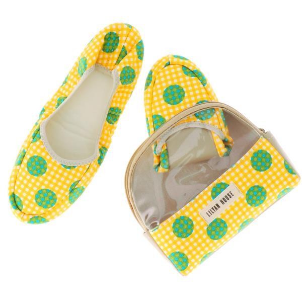 携帯スリッパ おしゃれ 通販 スリッパ 携帯用 レディース かわいい 学校 行事 ポーチ付き 収納 旅行 飛行機 授業参観 入学式 卒業式 コンパクト 軽量 軽い 車内 電車 車 オフィスシューズ ルームシューズ 旅行用品 機内リラックスグッズ M イエロー Backyard
