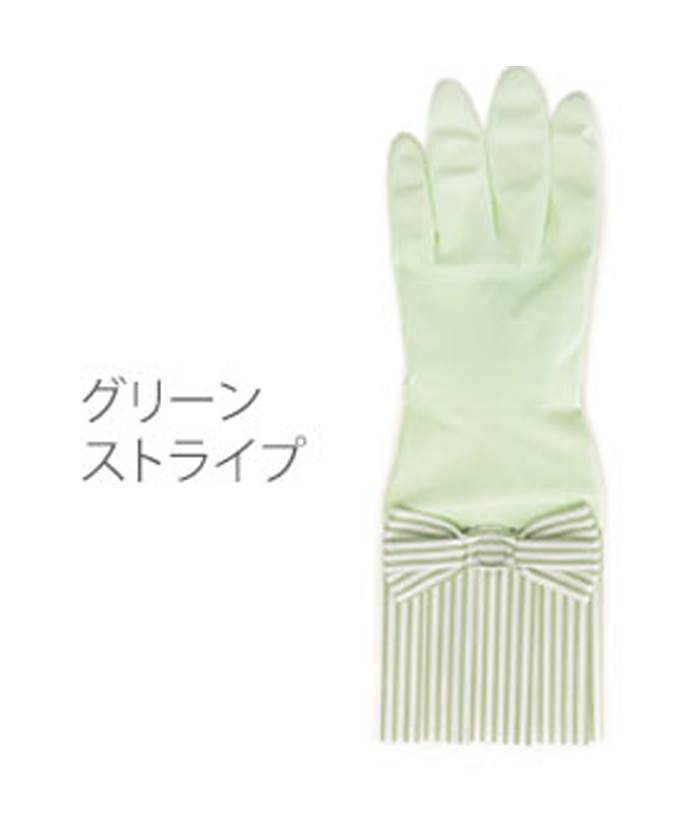 ゴム手袋 ラブグローブ Lovegloves おしゃれ ロング かわいい 食器洗い 通販 キッチン 家事用 レディース 手袋 ゴム 掃除 ガーデニング 家庭菜園 裏毛 水仕事 滑り止め キッチングローブ Sizem グリーンストライプ Backyard Family Jre Mall