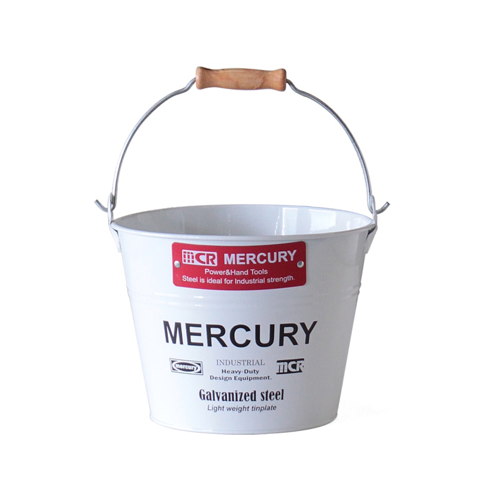 マーキュリー バケツ 通販 ブリキバケツ スモール 雑貨 おしゃれ Mercury 小さめ ブリキ スチール ガーデニング 花壇 植木鉢 鉢植え 鉢カバー ガレージ カー用品 ゴミ箱 掃除用品 ホワイト Backyard Family Jre Mall