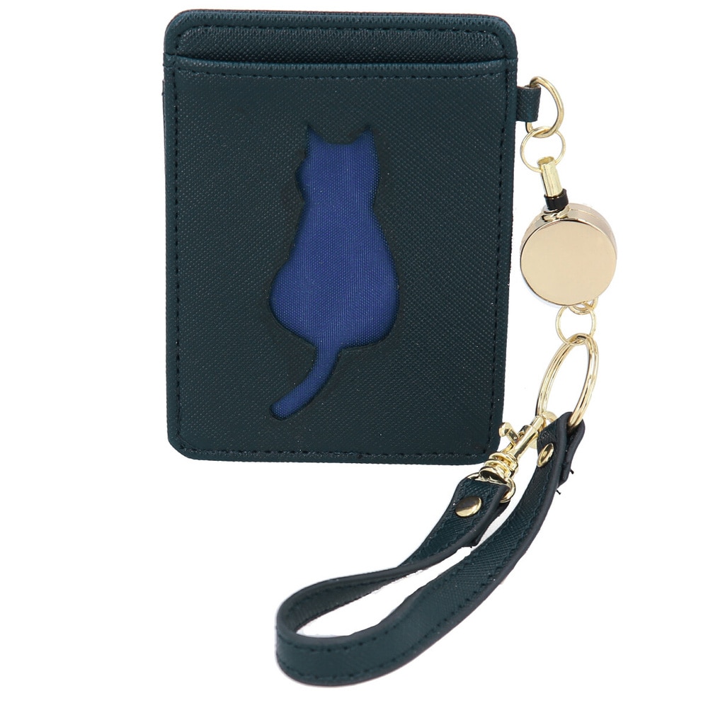 パスケース リール付き 通販 リール付きパスケース かわいい 定期入れ レディース Icカード ねこ 猫 ネコ ネコ グッズ 通勤 通学 プレゼント 合皮 フェイク レザー 大人可愛い 高校生 入学祝い 卒業祝い 定期券 L686 ネイビー Backyard Family Jre Pointが 貯まる