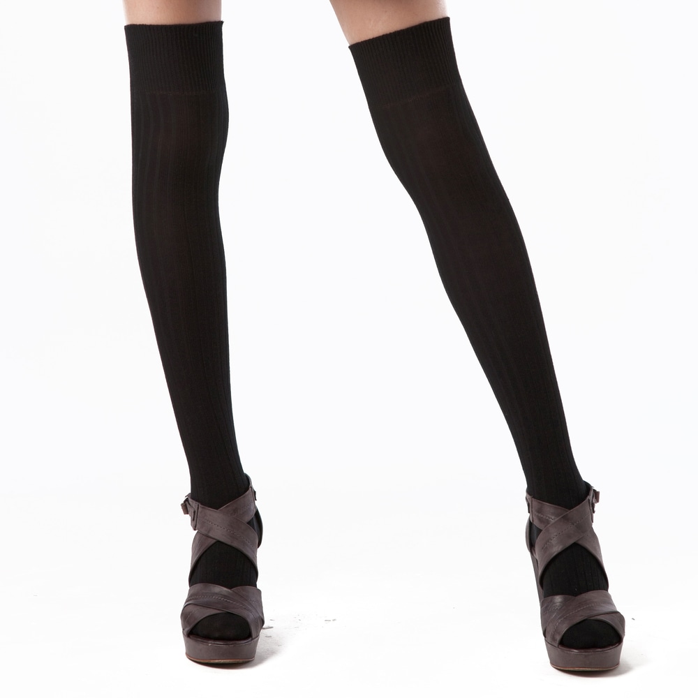 ニーハイソックス レディース 通販 黒 ブラック グレー 女の子 オーバーニーソックス おしゃれ ソックス 抗菌 防臭 綿混 リブ編み 無地 リンクス縄柄 ニーハイ 靴下 日本製 リブ編みブラック Backyard Family Jre Pointが 貯まる 使える Jre Mall