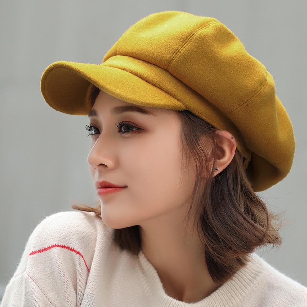帽子 レディース 秋冬 キャスケット 通販 秋 冬 おしゃれ ウール フェルト ベレー帽 かわいい シンプル 八角形 大きいサイズ あったか 大人 ペインターハット ハンチング 小物 イエロー Backyard Family Jre Pointが 貯まる 使える Jre Mall