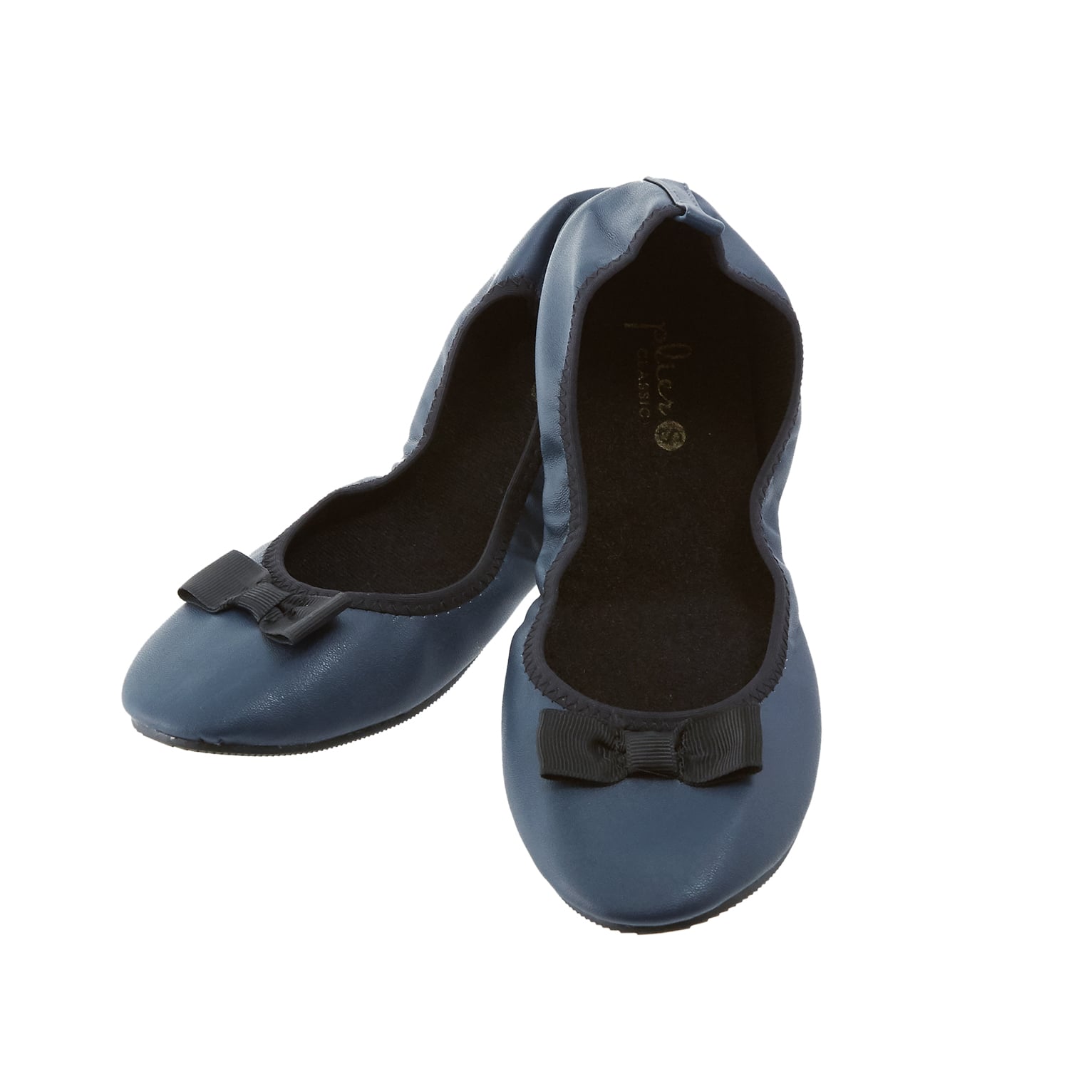 携帯スリッパ プリエ クラシック Plier Classic 通販 レディース おしゃれ かわいい ポーチ付き 携帯シューズ 携帯スリッポン 室内履き 参観日 紺 ネイビー 黒 ブラック 入学式 卒業式 授業参観 スリッパ 簡易シューズ 携帯靴 フォーマル 冠婚葬祭 葬式 シンプル 無地 M