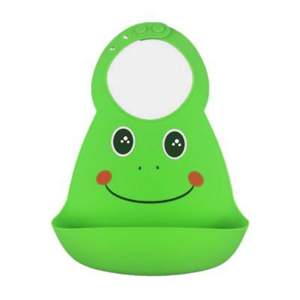 お食事エプロン シリコン 通販 おしゃれ お食事スタイ ベビー 赤ちゃん エプロン かわいい スタイ 防水 男の子 女の子 シリコーン 離乳食 よだれかけ 手づかみ食べ 食べこぼし 洗いやすい コンパクト 持ち運び 誕生祝い 出産祝い ギフト プレゼント グリーンxカエル