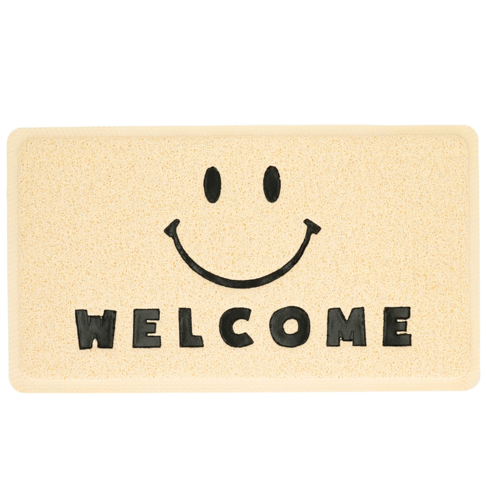 玄関マット 屋外 室内 通販 おしゃれ かわいい 薄型 Pvc エンボスマット ドアマット 小さめ 滑りにくい 柔らかい シンプル 玄関 ドア マット ウェルカム Welcome スマイル Smile インテリア スマイルフェイスアイボリー Backyard Family Jre Pointが 貯まる