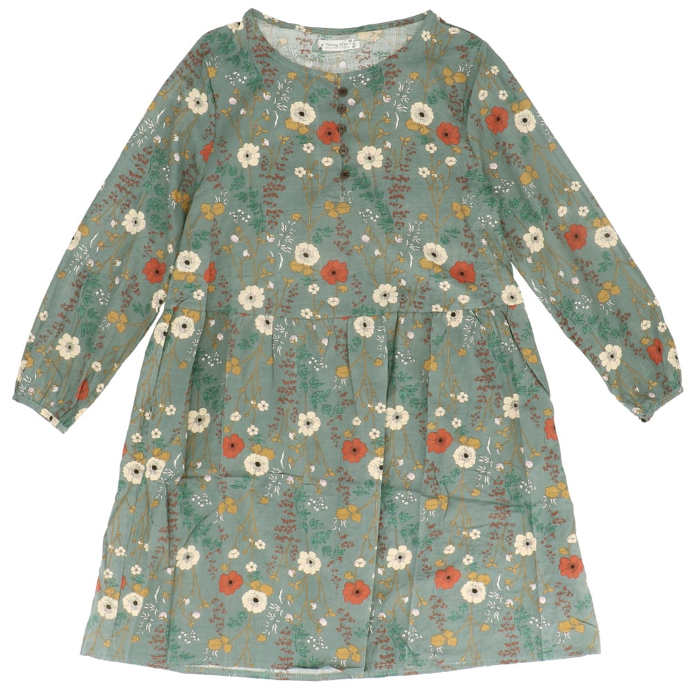 ワンピース 春 きれいめ 通販 大きいサイズ ラウンドネック 花柄 涼しい 長袖 ロング丈 ロングスリーブ 大学生 高校生 大きめ ブラック グリーン ゆったり フェミニン 大人可愛い Mサイズ グリーン Backyard Family Jre Pointが 貯まる 使える Jre Mall