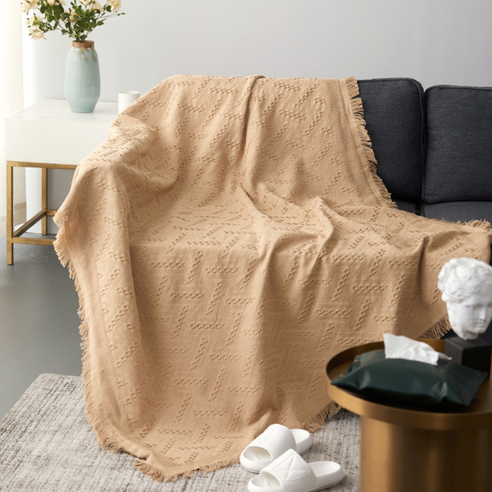 マルチカバー おしゃれ 通販 ソファー ベッド 長方形 130 X 180 Cm コットン こたつ リビング 寝室 テーブルクロス ソファーカバー かけるだけ ベッドカバー コットン スローケット 大判 ブランケット ホワイト レッド ブルー グリーン ブラウン ブラウン Backyard