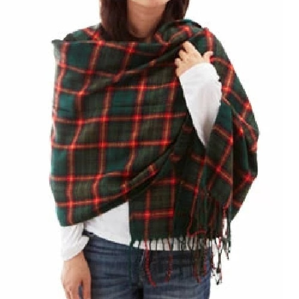 ストール 180cm 60cm マフラー 大判 春 秋 冬 防寒 ひざ掛け レディース 通販 軽量 おしゃれ かわいい カラフル チェック タータンチェック ブロックチェック カジュアル アクリル 180 60 Cm フリンジ スカーフ マフラー スカーフ Ek F03 St 003 Etz 65 17 Green