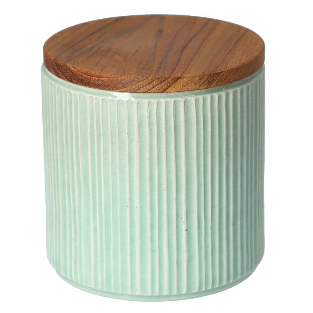 保存容器 陶器 蓋付き 通販 キャニスター おしゃれ ストッカー 調味料入れ 茶葉 ボトル コーヒー豆 木蓋 収納 シンプル 砂糖 塩 オシャレ 台所用品 敬老の日 母の日 引越祝い 贈り物 結婚祝い プレゼント 新築祝い ギフト Saliu ブランド 美濃焼 Lolo ロロ 浅葱